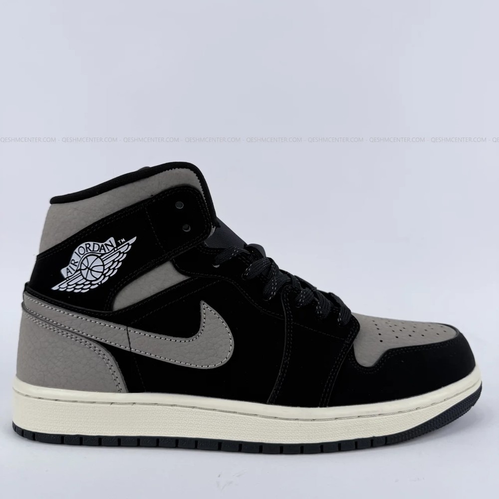 کتونی ایرجردن 1 مید مشکی قهوه ای Air Jordan 1 Mid Olive Grey کد 2517