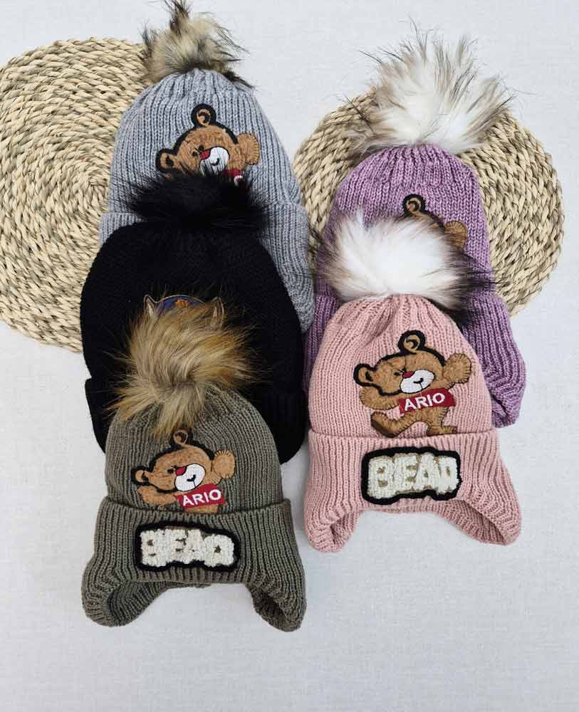 کلاه زمستانی پسرانه و دخترانه BEAR (سایز2الی6سال)