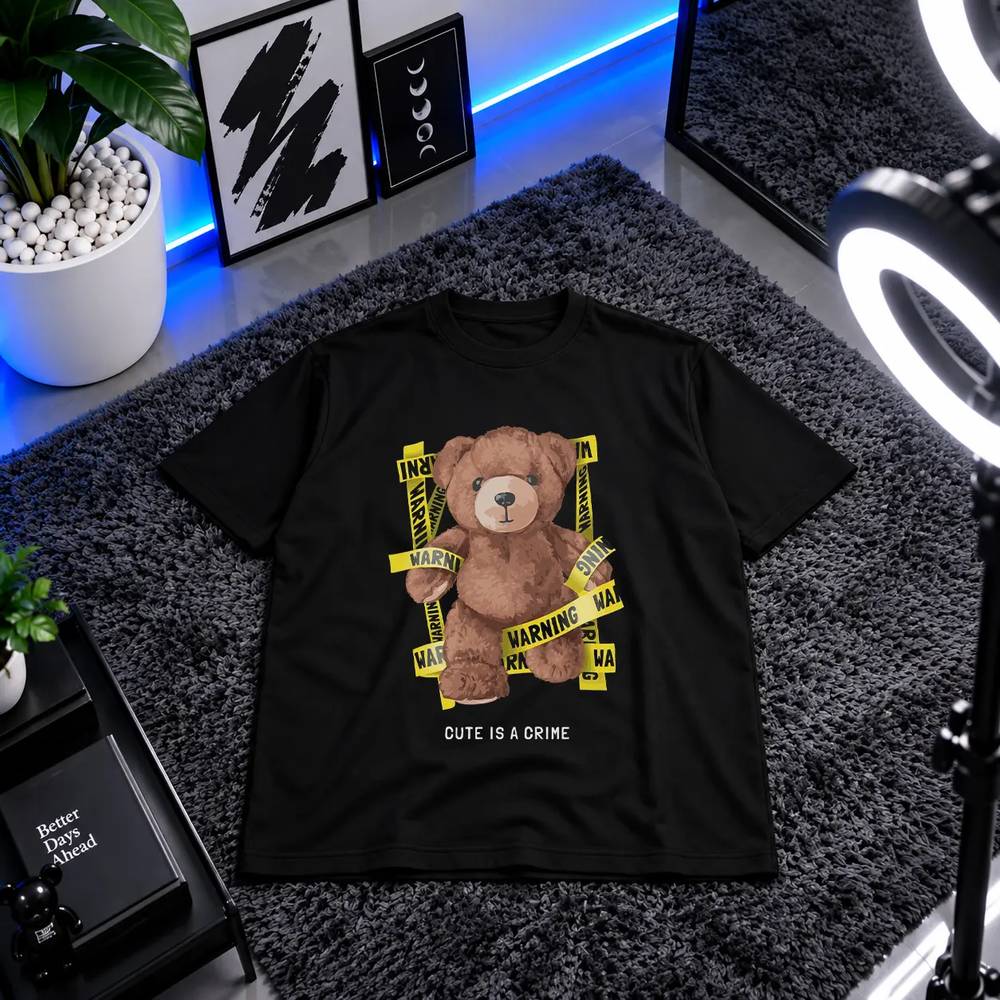 تیشرت خرس طرح Cute Is a Crime کد 3885