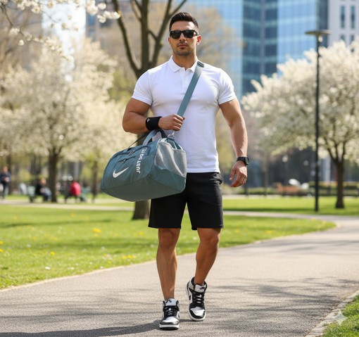 ساک ورزشی شمعی جیب هلالی طرح JUST DO IT