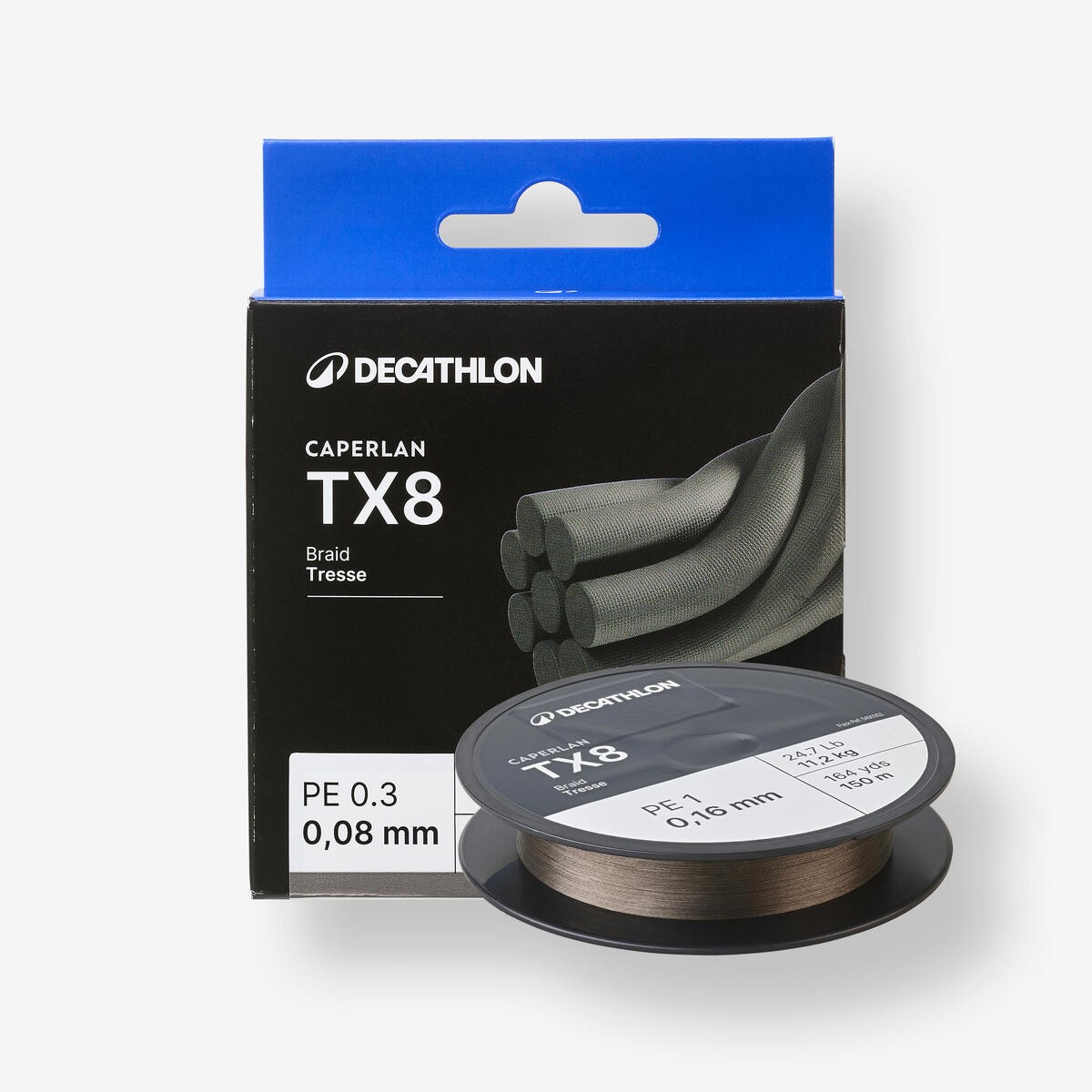 نخ ماهیگیری بافته شده دکتلون کپرلان – CAPERLAN Fishing Line TX8 – خاکستری