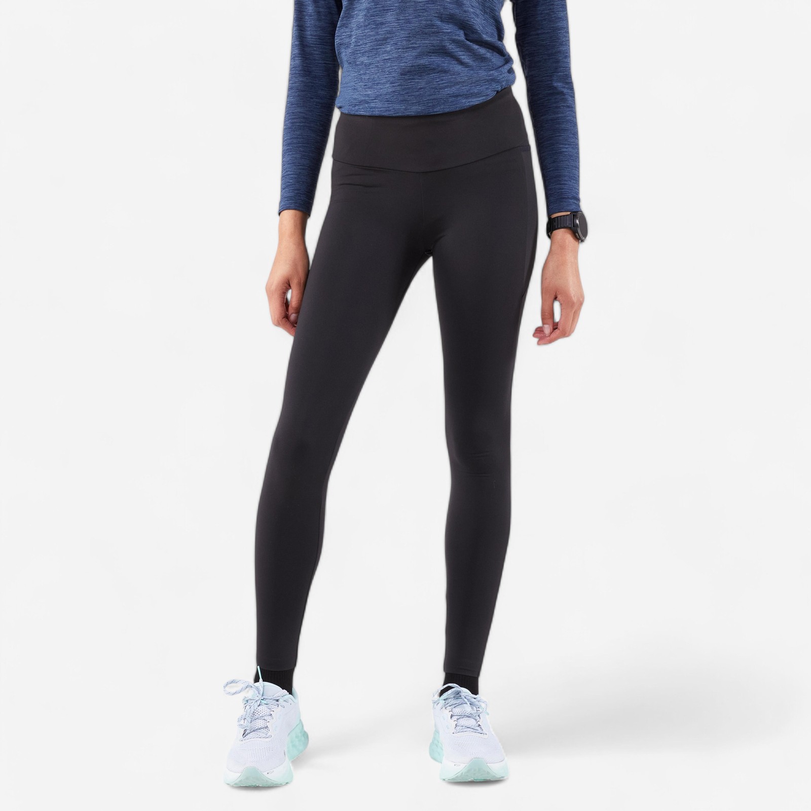 Kadın Koşu Taytı - Siyah/Füme Rengi - Kiprun Run 500 Warm