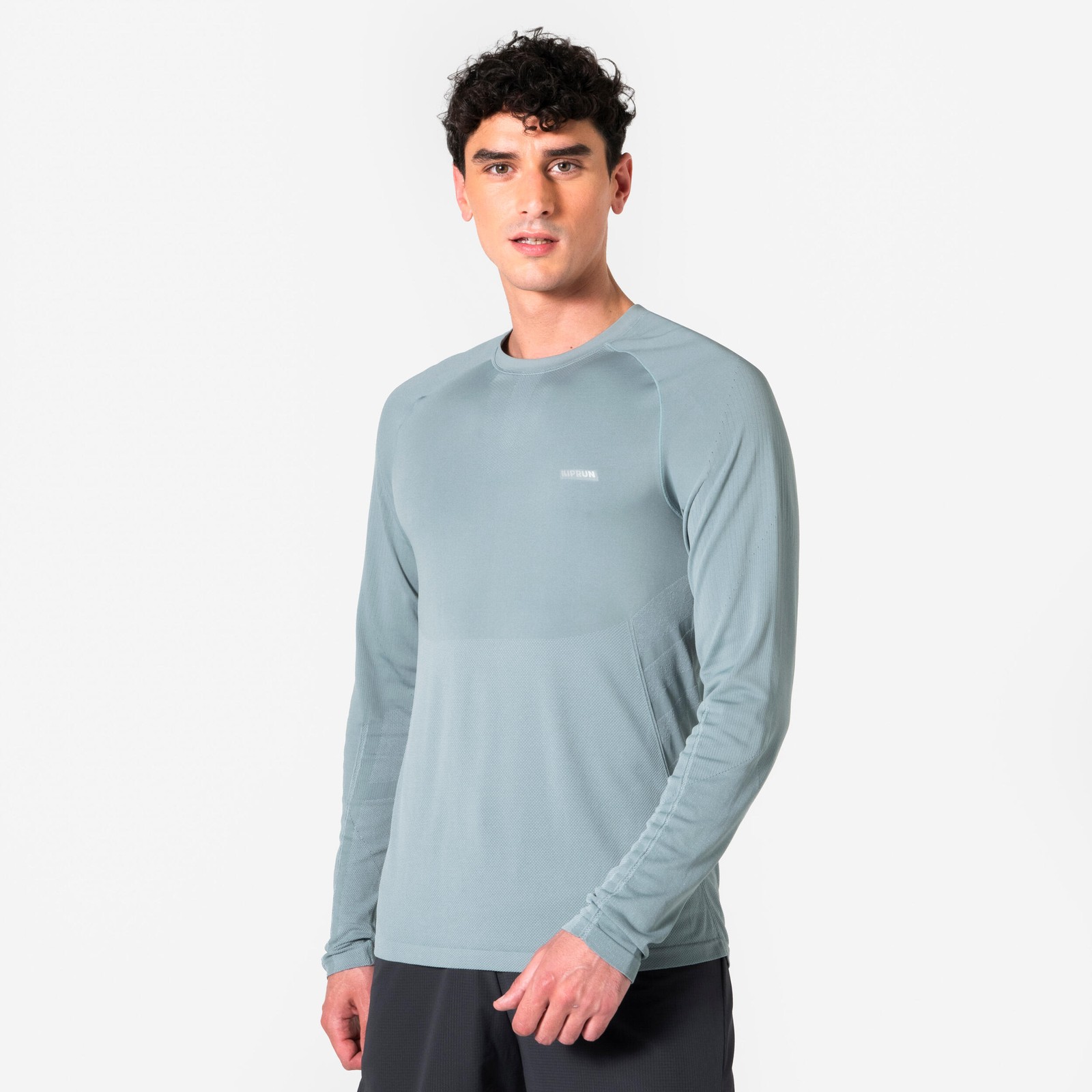 Erkek Uzun Kollu Koşu Tişörtü - Gri - Kiprun Run 500