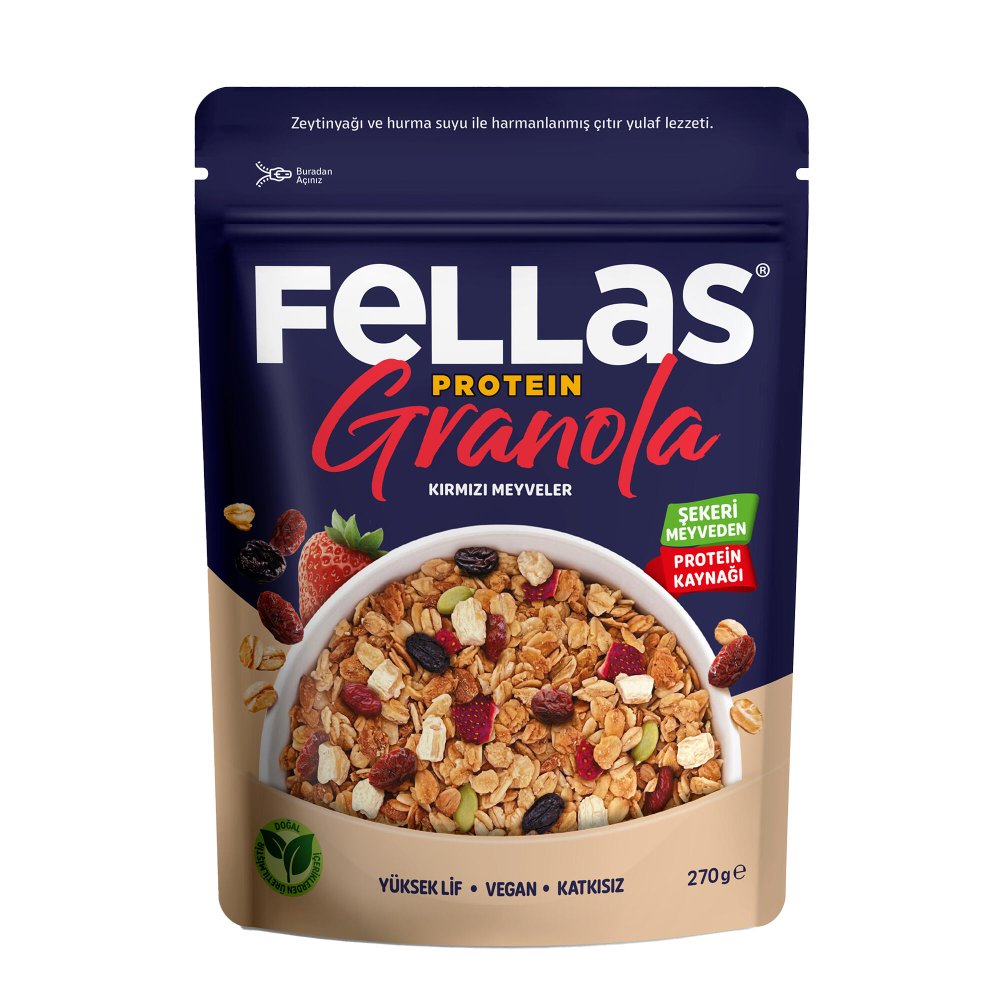 Fellas Vegan Protein Granola - Kırmızı Meyveler 270 G
