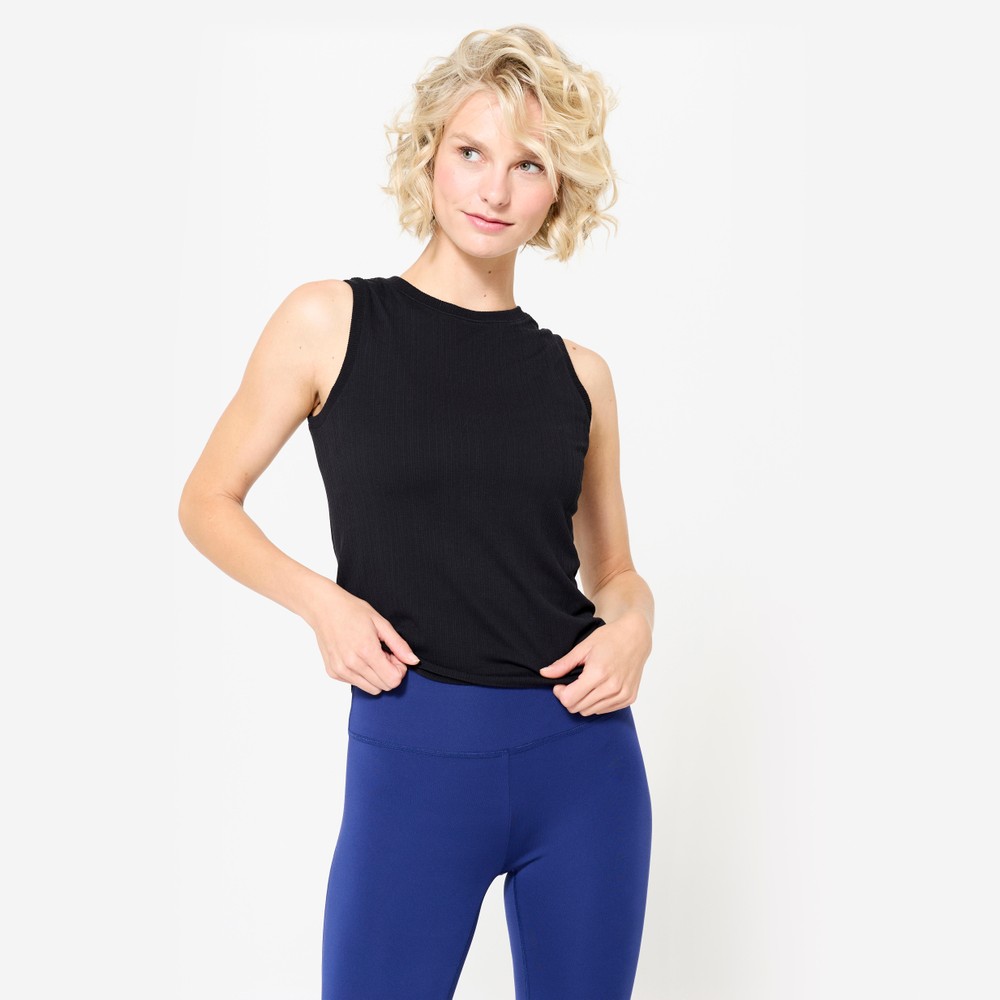 Kadın Grafit Siyah Kolsuz Tişört - Yoga