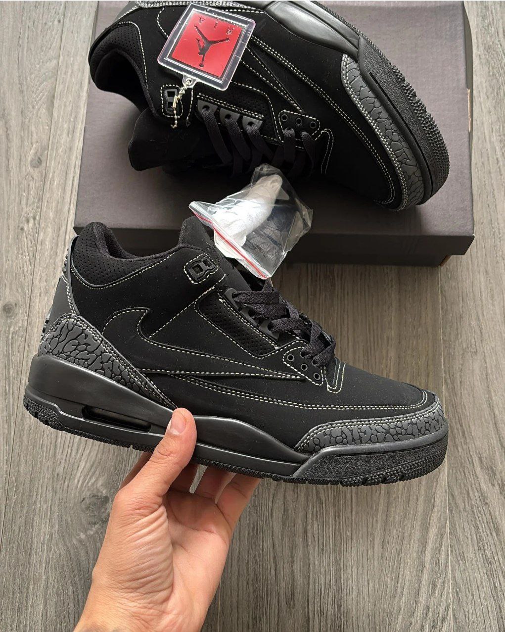 نایک ایر جردن ۳ تراویس کاکتوس‌ جک تمام مشکی Nike air jordan 3 Travis Cactus Jack Black