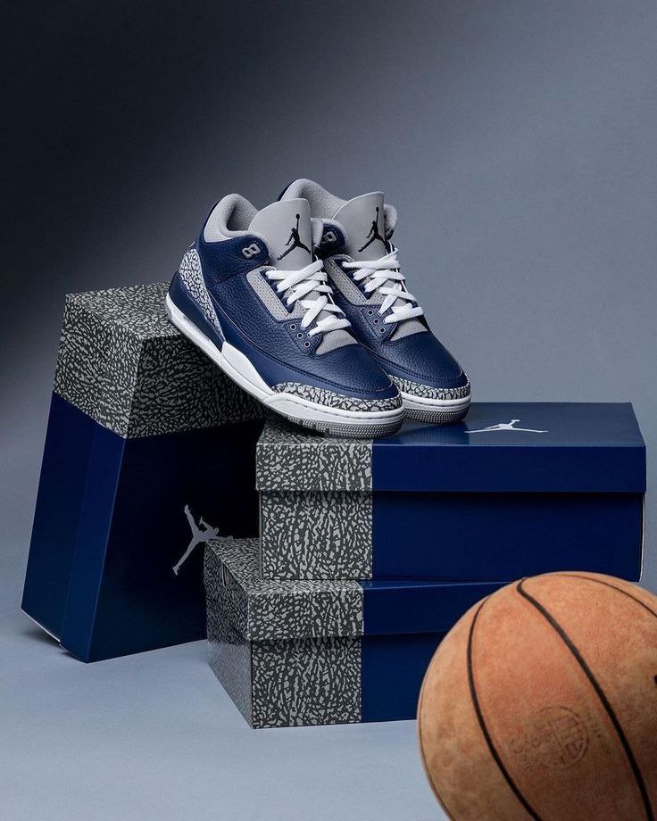 نایک ایر جردن ۳ سورمه ای طوسی Nike air jordan 3 Navy Blue Grey