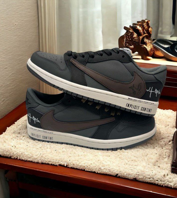 نایک ایر جردن ۱ بدون ساق تراویس اسکات یوتوپیا مشکی قهوه ای Nike air jordan 1 low Travis Scott Utopia