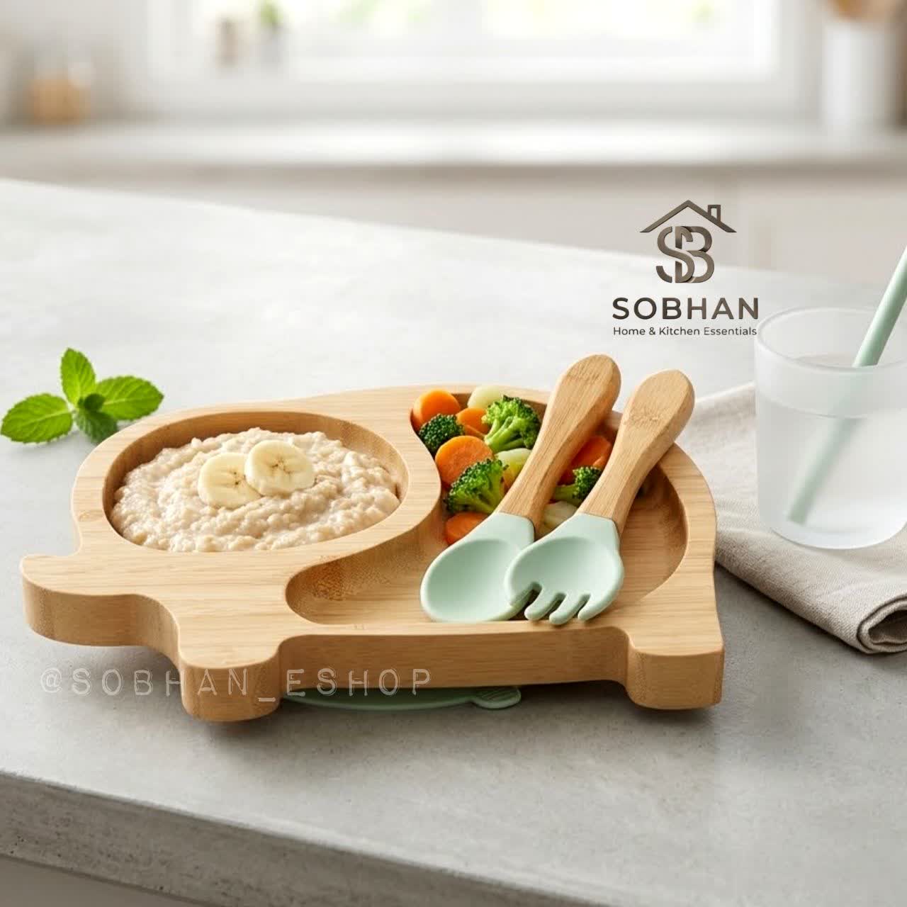 ست غذا خوری کودک بامبو با قاشق