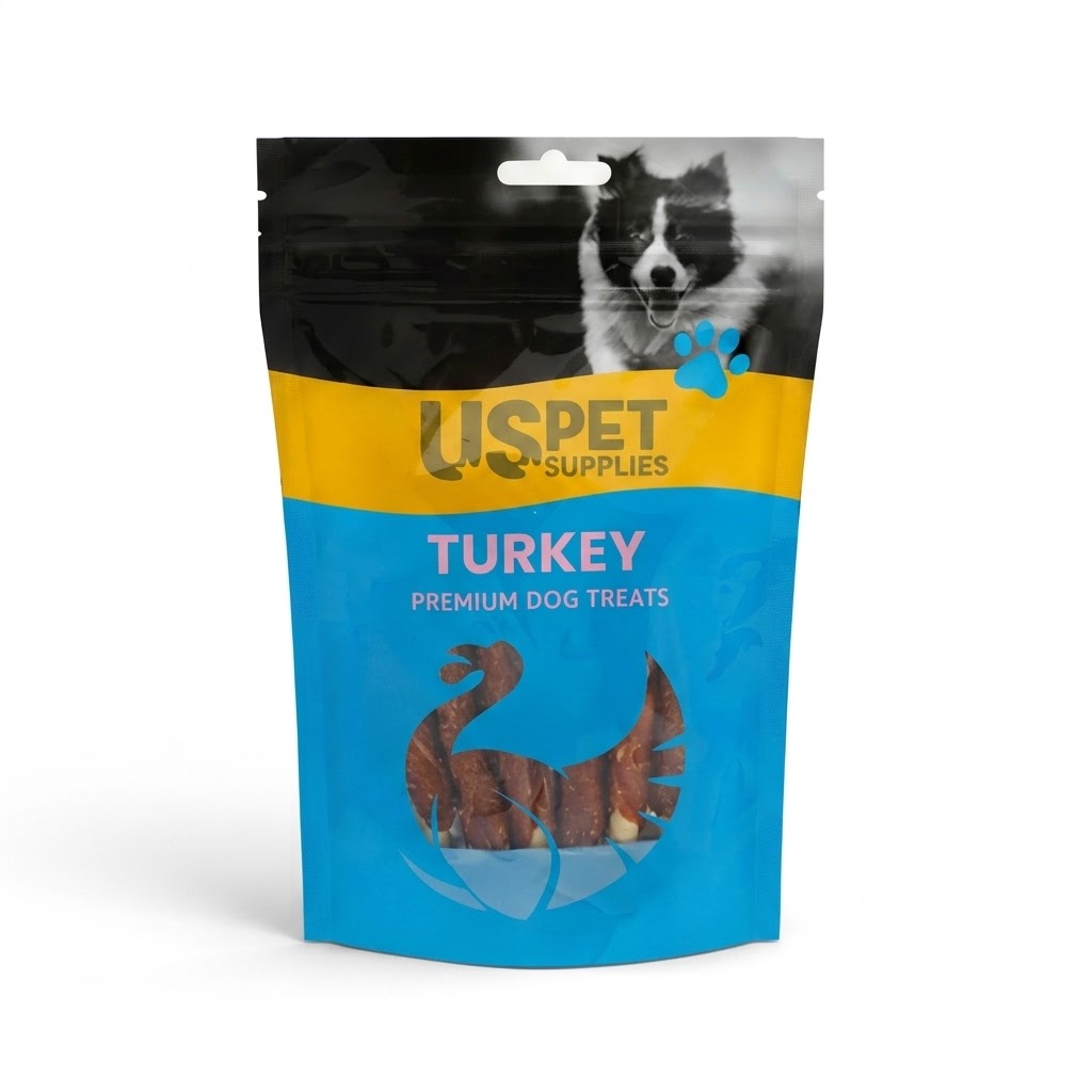 تشویقی مدادی سگ یو اس پت طعم بوقلمون US Pet Turkey Twists 100 گرم