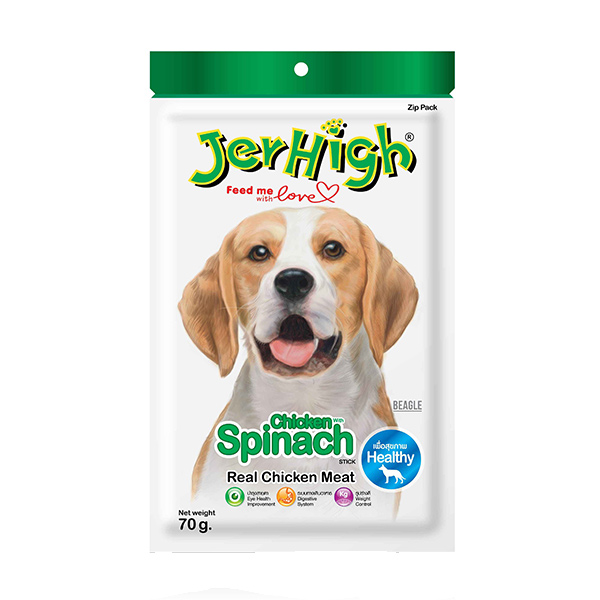 تشویقی سگ مدادی طعم مرغ و اسفناج جرهای Jerhigh وزن 70 گرم