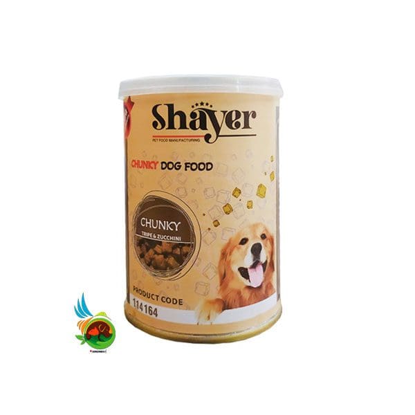 کنسرو غذای سگ شایر با طعم سیرابی و کدو سبز Shayer Chunky Tripe with Zucchini وزن 400 گرم