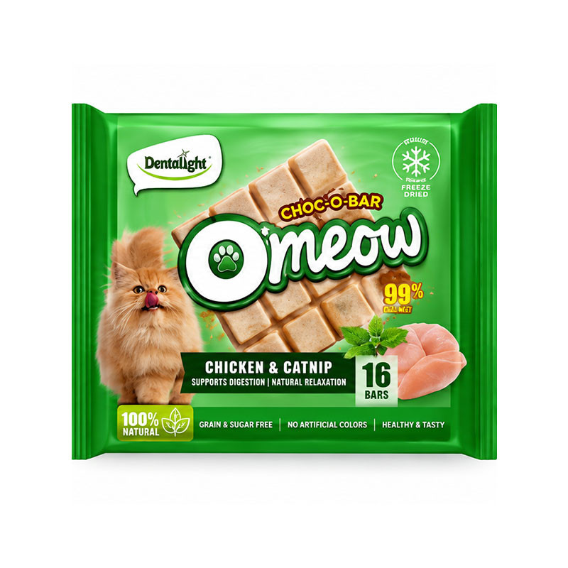 تشویقی گربه دنتالایت مدل O’meow Choco-O-Bar با طعم مرغ و کت‌نیپ وزن ۱۰ گرم