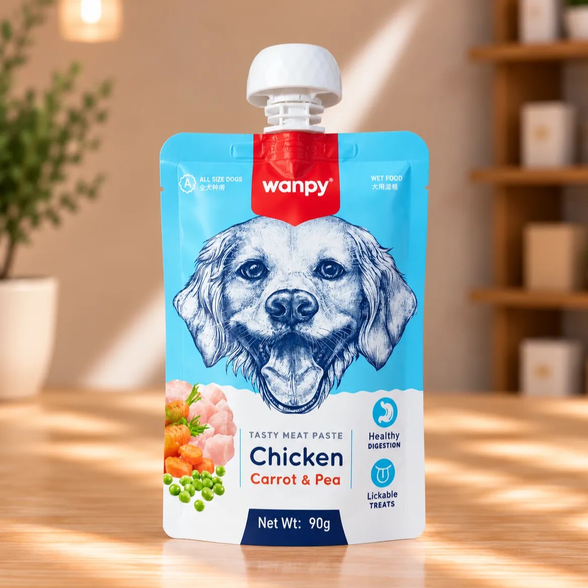 پودینگ سگ ونپی WANPY با طعم مرغ و هویج (۹۰ گرم)