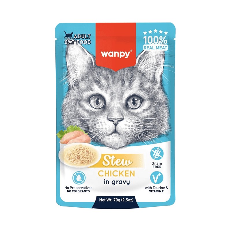 پوچ خورشتی گربه ونپی Wanpy با طعم مرغ در سس