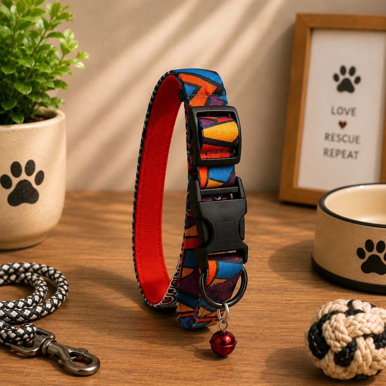 قلاده گردنی طرحدار زنگوله‌دار بانی پت BonnyPet سایز M