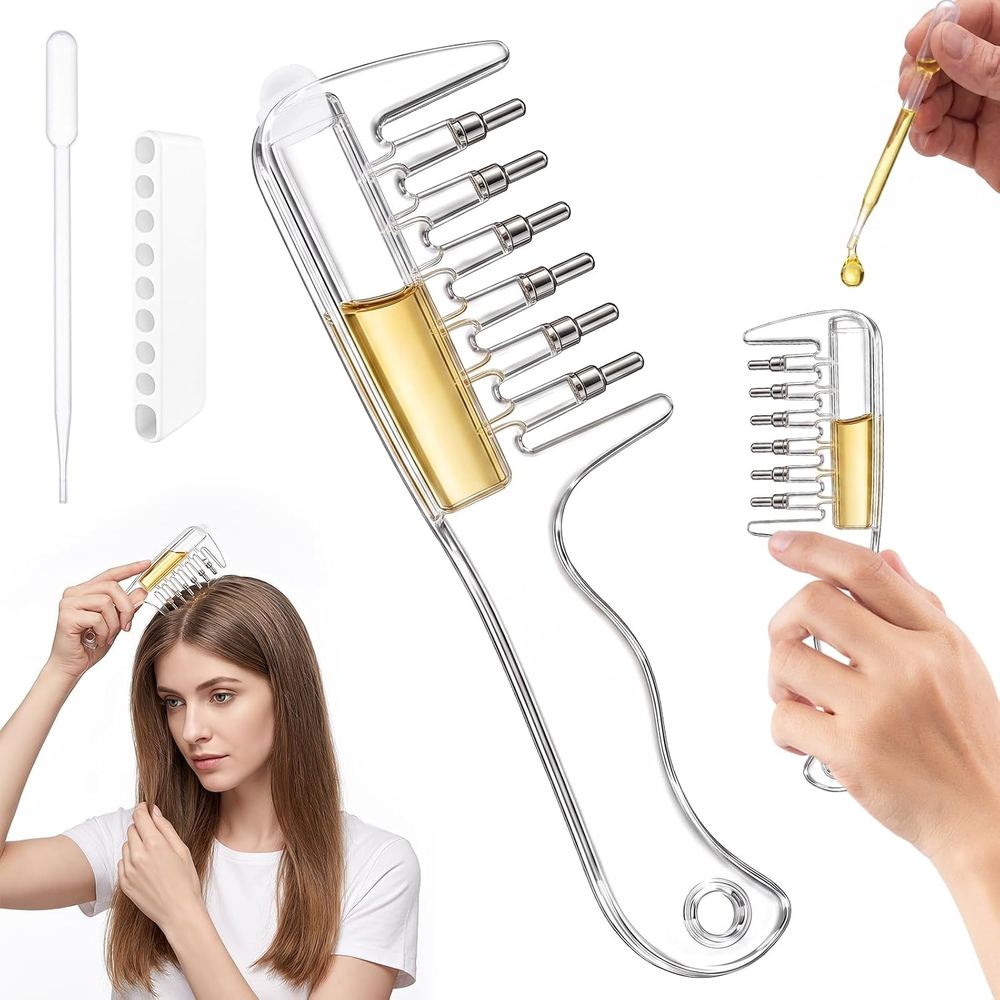 شانه اپلیکاتور روغن و سرم مو کریستالی مدل ماساژور کف سر Crystal Scalp Liquid Comb – Scalp Care & Hair Oil Applicator