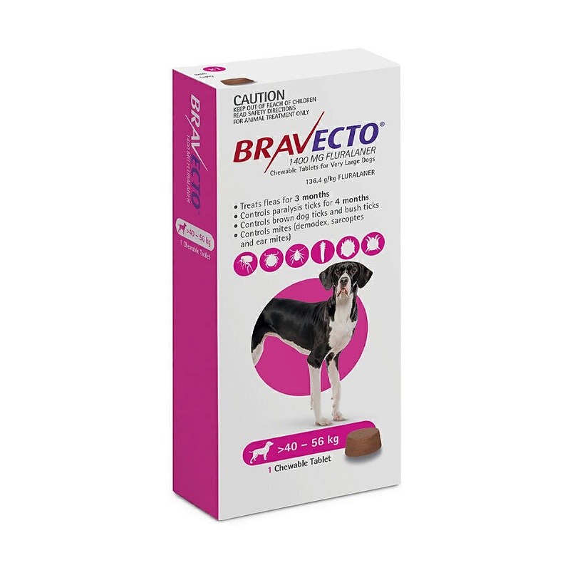 قرص ضدکک و کنه سگ‌های خیلی بزرگ براوکتو Bravecto Flea And Tick Chew For Very Large Dogs