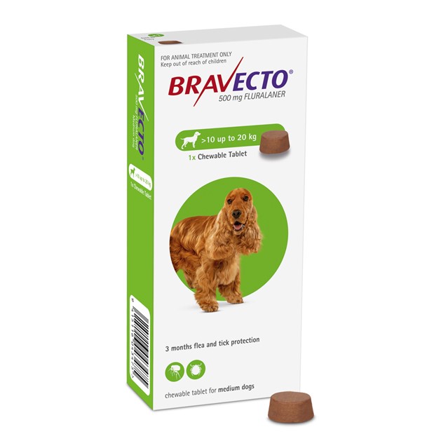 قرص ضد کک و کنه سگ نژاد متوسط(20_10 KG) براوکتو ترکیه Bravecto Flea and Tick Chew Dogs Turkey (10_20 kg