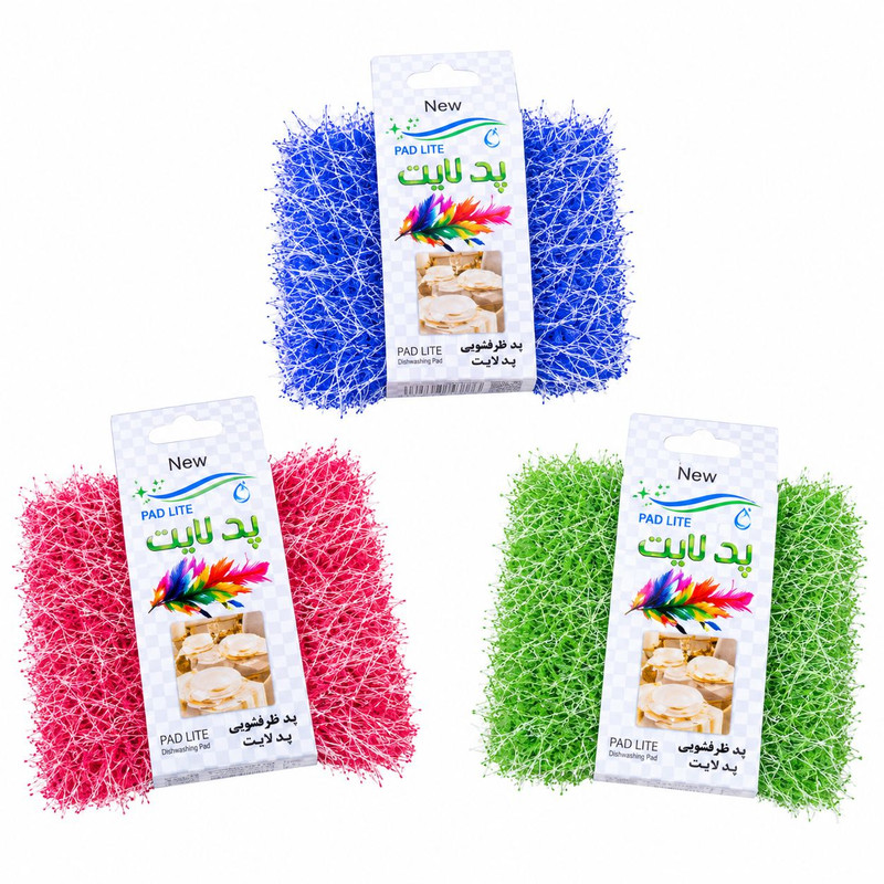 اسکاچ ظرفشویی پدلایت مدل الوان بسته 3 عددی
