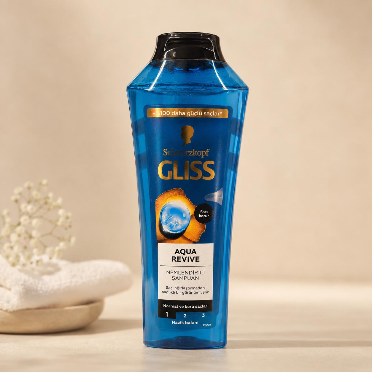 شامپو آبرسان و نرم‌کننده مو گلیس حاوی هیالورون کمپلکس و عصاره جلبک دریایی 400ml GLISS Aqua Revive