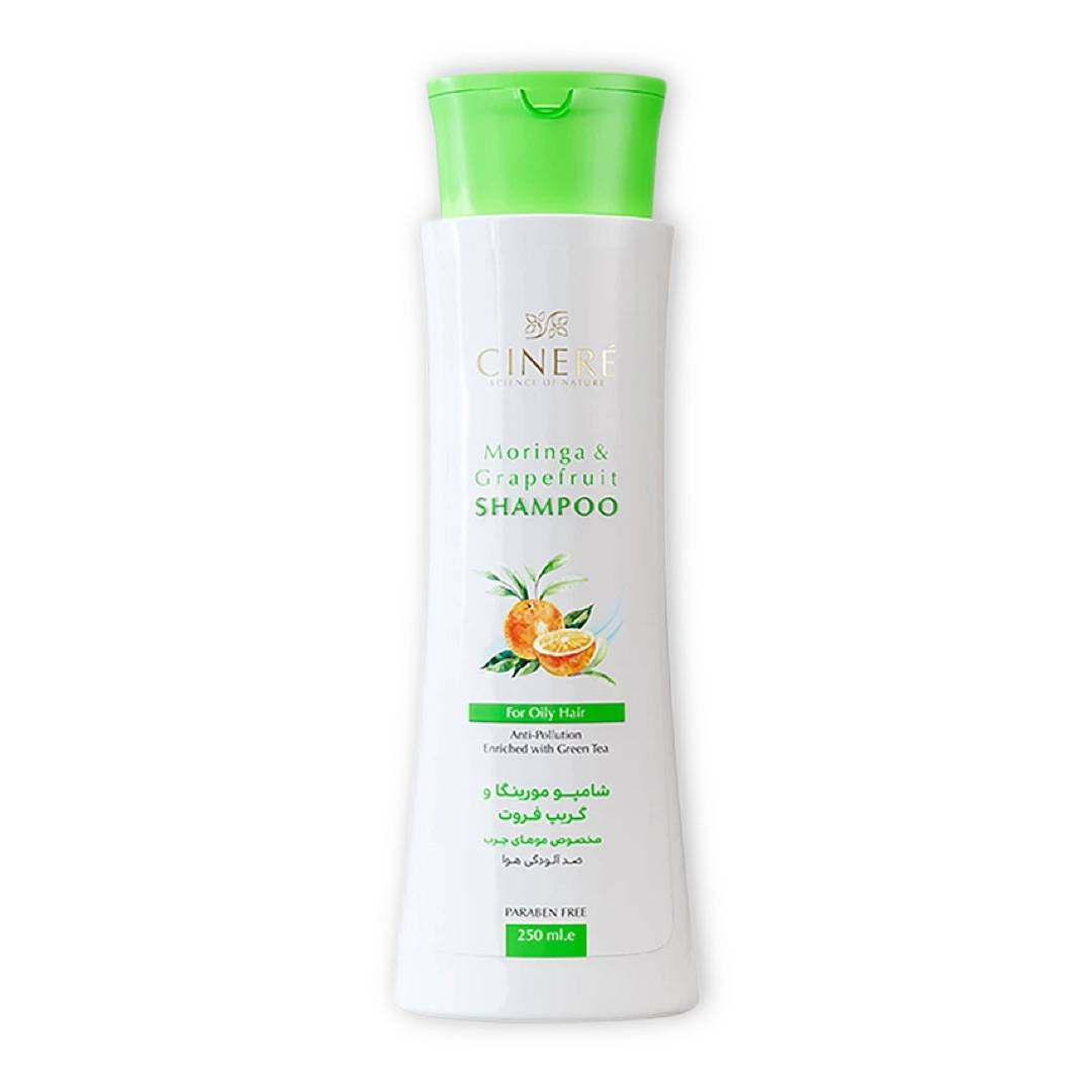 شامپو مورینگا و گریپ فروت سینره CINERE مخصوص موهای چرب مدل Moringa & Grapefruit Shampoo حجم 250 میل