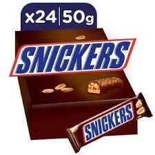 شکلات اسنیکرز 50 گرم با مغز بادام زمینی ا SNICKERS اصل انگلیس 24 عدد در هر بسته