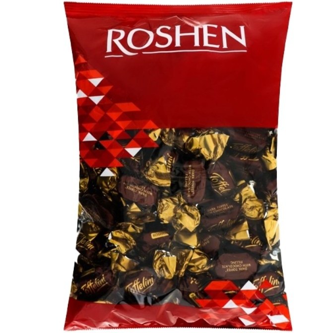 شکلات پذیرایی تافی تلخ با مغز شکلات تافیلینی روشن roshen toffelini یک کیلوگرم