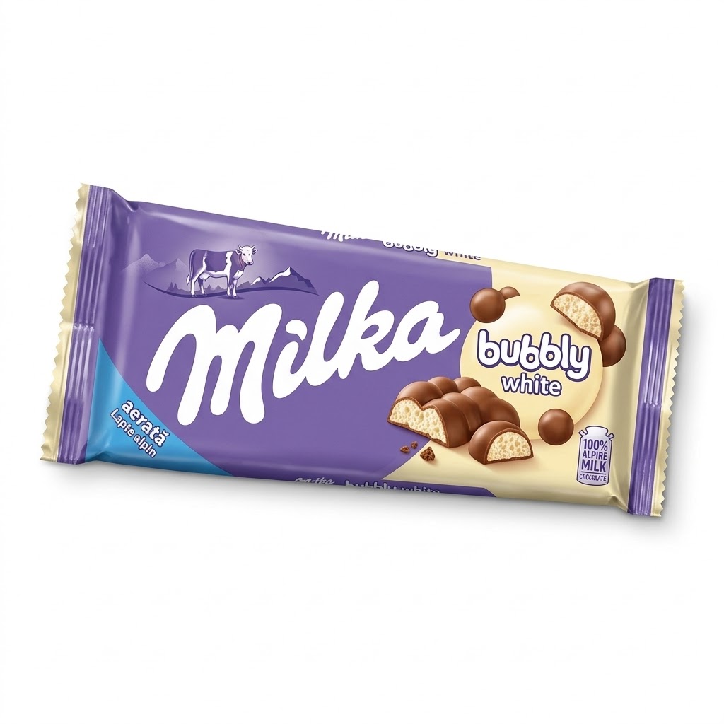 شکلات سفید حباب دار 90 گرمی میلکا Bubbly White