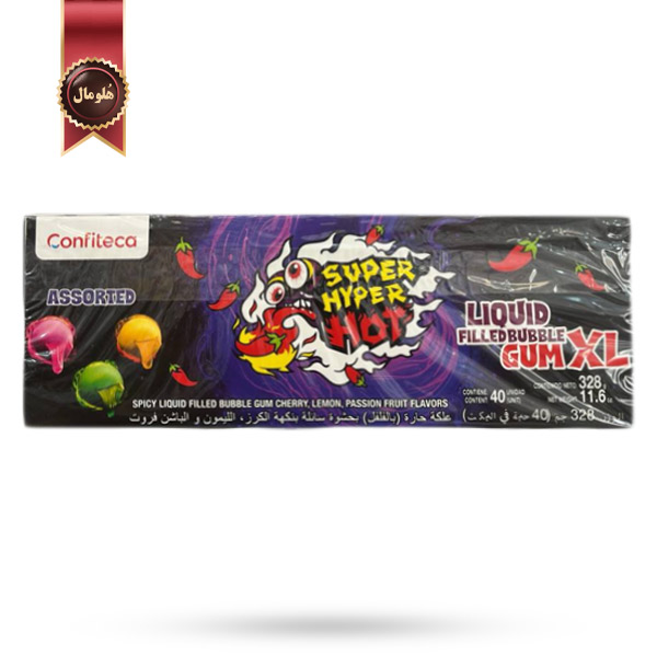 آدامس بادکنکی کانفیتکا سوپر هایپر هات Super Hyper Hot Confiteca با طعم متنوع و مغزی تند assorted بسته 40 عددی (اورجینال)