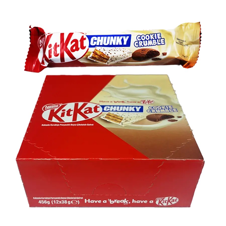 ویفر شکلاتی کیت کت چانکی 38 گرمی (kit kat chunky) با تکه های کوکی کرامبل 12 عددی