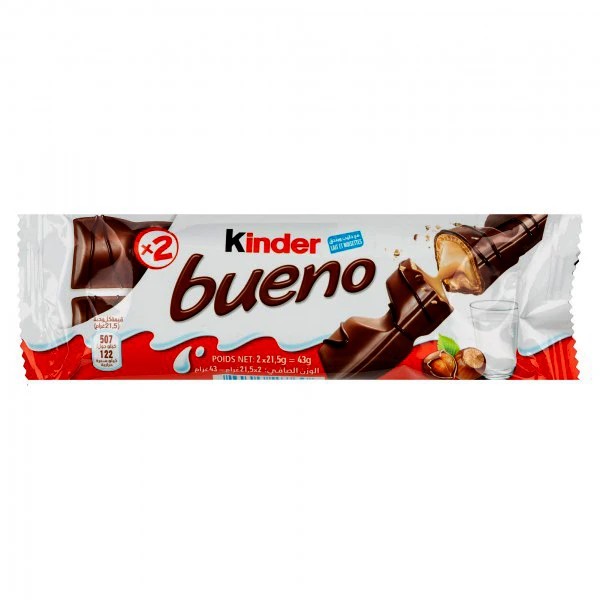 شکلات شیری مغزدار فندقی کیندر بنونو – Kinder bueno اصل اورجینال وارداتی حجم 43 گرم بسته 2 عددی