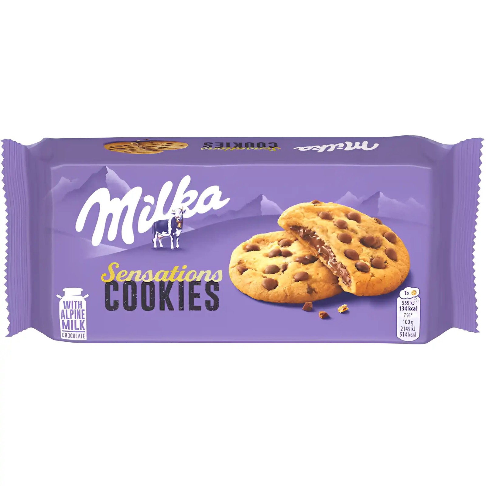 کوکی سنسیشن میلکا با مغز شکلاتی Milka Sensation Cookies وزن ۱47 گرم