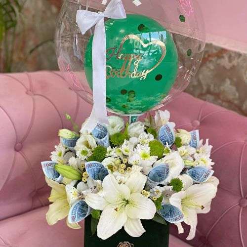 کیک و گل و بادکنک برای تولد 8408