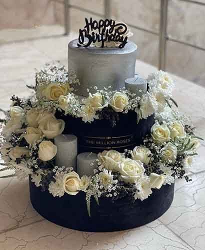 کیک تولد با گل 464