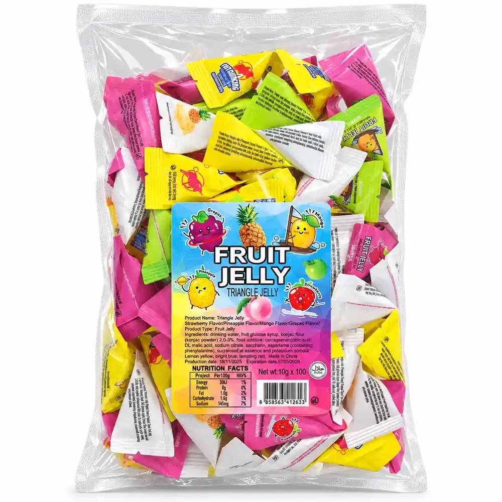 ژله مثلثی با طعم میکس میوه ای Fruit Jelly بسته 1 کیلویی
