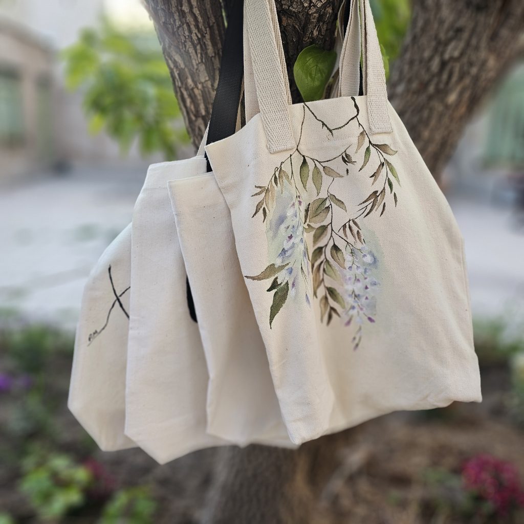 توت بگ پارچه ای نقاشی شده