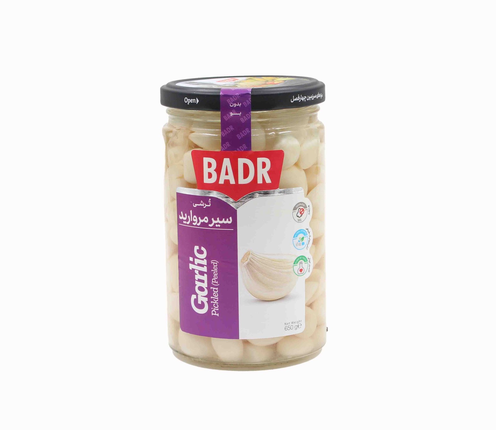 بدر ترشی سیر مروارید شیشه/650گرم