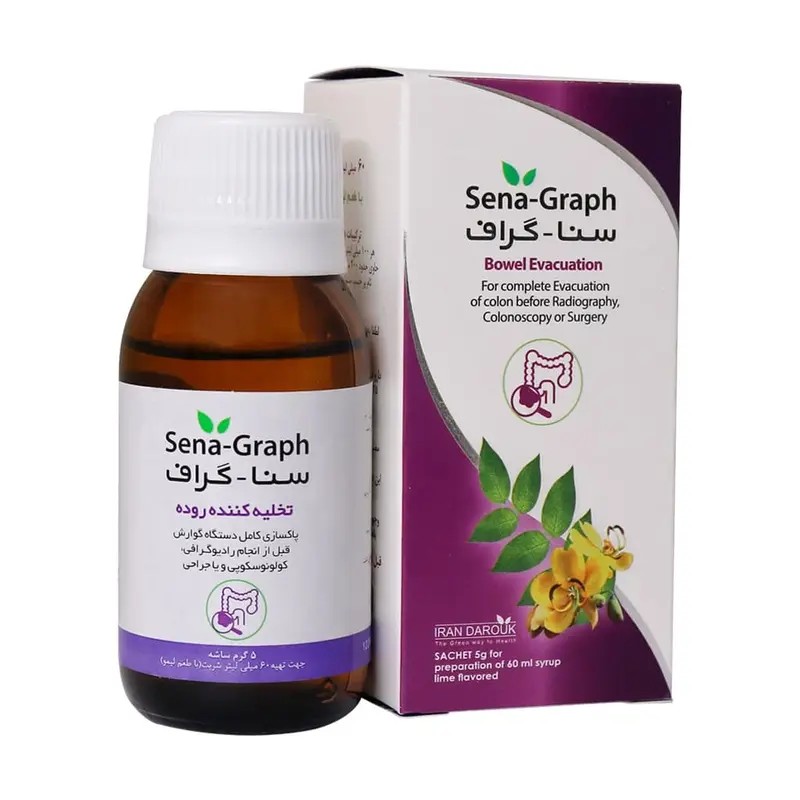 شربت سناگراف تخلیه‌کننده روده طعم لیمو نعنا 60 میلی‌لیتر