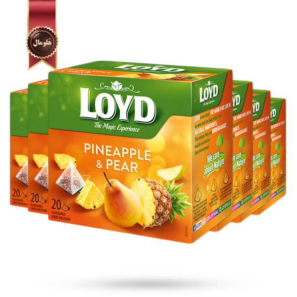 6 بسته دمنوش میوه ای هرمی لوید LOYD مدل آناناس و گلابی Pineapple & Pear پک 20 تایی (اورجینال)