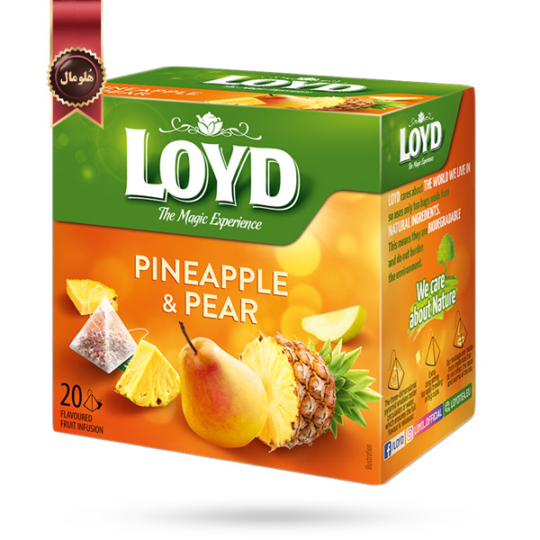 دمنوش میوه ای هرمی لوید LOYD مدل آناناس و گلابی Pineapple & Pear پک 20 تایی (اورجینال)
