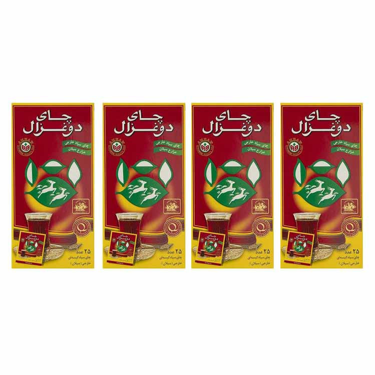 چای کیسه ای دو غزال مجموعه 4 عددی