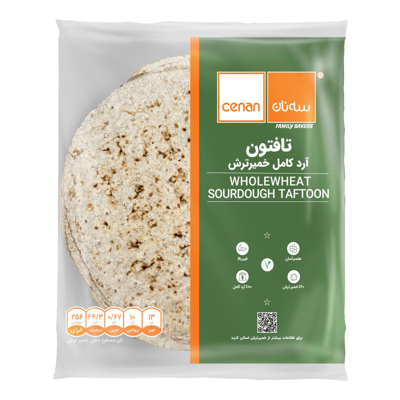 نان تافتون سبوس سه نان - 370 گرم