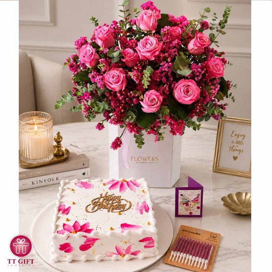 shermila cake and flower box package
