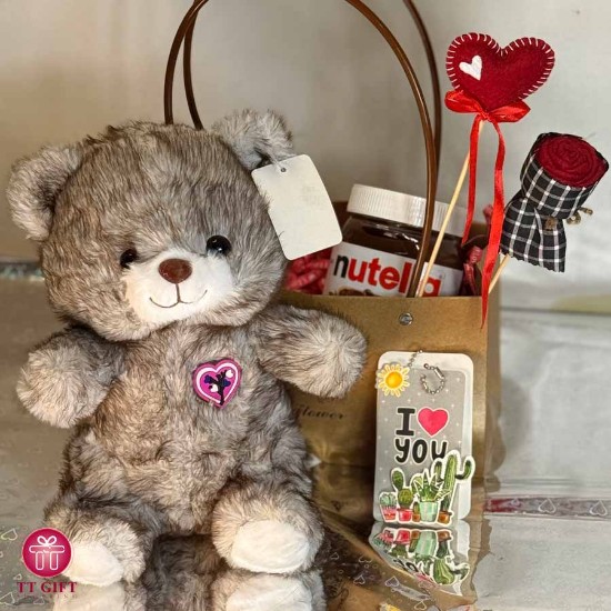 Chocolate package and lighted heart teddy bear 2