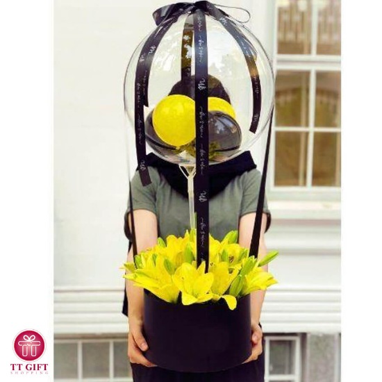Arzhan Yellow Lily and Balloons Flower Box