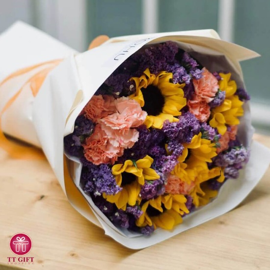 Shahrzad Sunflower and Carnation Flower Bouquet for Birthday