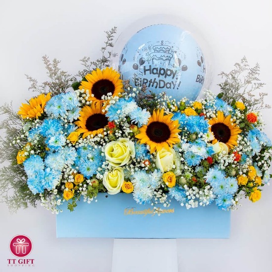 Shervin Sunflower and Chrysanthemum Flower Box for Birthday