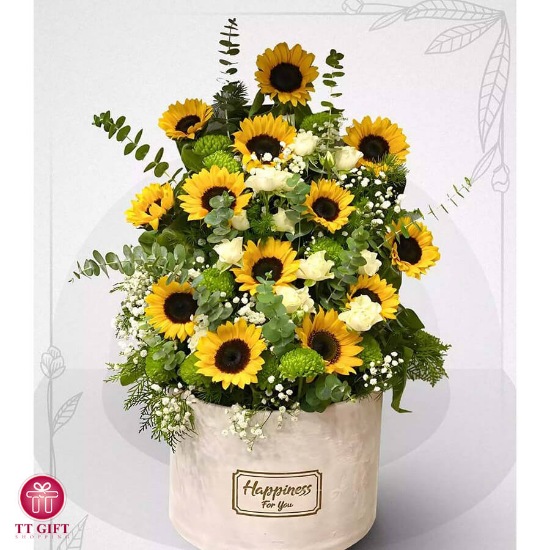 Nozhan Sunflower, Chrysanthemum and Rose Flower Box