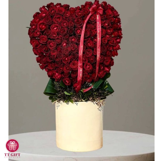 Matia Luxury Heart Red Rose Flower Box